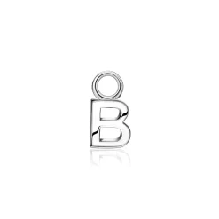 Clearance Zinzi zilveren letter oorbedel B per stuk geprijsd ZICH2144B. (zonder oorringen).