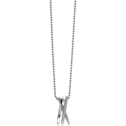 Discount Zinzi zilveren luxe cross-over hanger 18mm bolletjes glad witte zirconia's ZIH2141 (zonder collier)