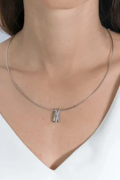 Discount Zinzi zilveren luxe cross-over hanger 18mm bolletjes glad witte zirconia's ZIH2141 (zonder collier)