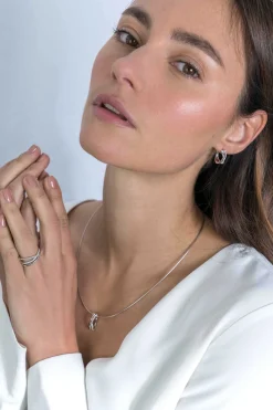Discount Zinzi zilveren luxe cross-over hanger 18mm bolletjes glad witte zirconia's ZIH2141 (zonder collier)