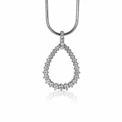 Discount Zinzi zilveren luxe hanger 23 mm open druppelvorm witte zirconia's ZIH2123 (zonder collier)