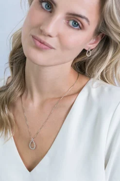 Discount Zinzi zilveren luxe hanger 23 mm open druppelvorm witte zirconia's ZIH2123 (zonder collier)