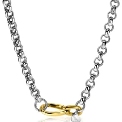 Best Zinzi zilveren luxe jasseron collier 43 cm bicolor ZIC2105