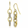 Online Zinzi zilveren luxe oorhangers 14K geel verguld 35mm ovale schakels witte zirconia ZIO2203Y