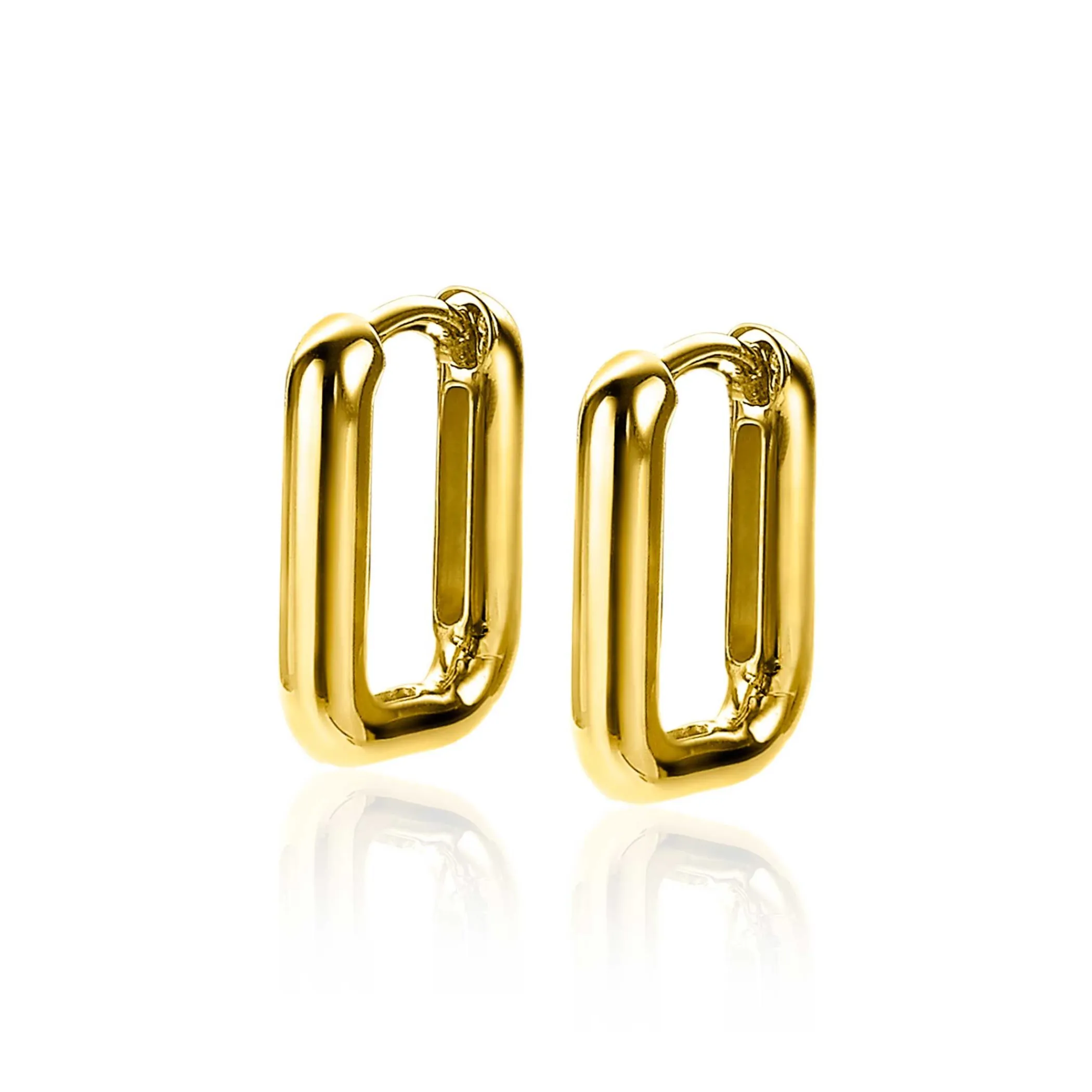 Best Zinzi zilveren luxe oorringen 14K geel verguld 18x3mm ovale vorm ZIO2222G