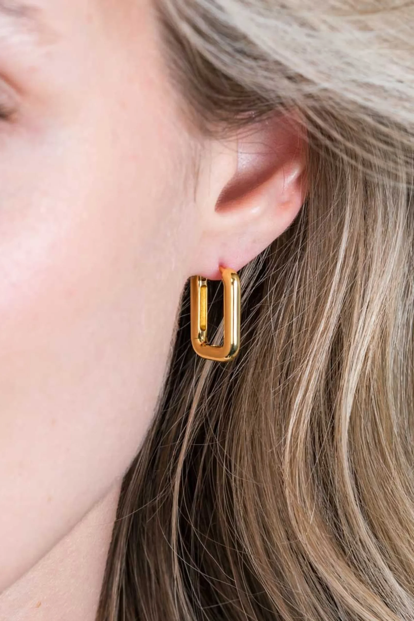Best Zinzi zilveren luxe oorringen 14K geel verguld 18x3mm ovale vorm ZIO2222G