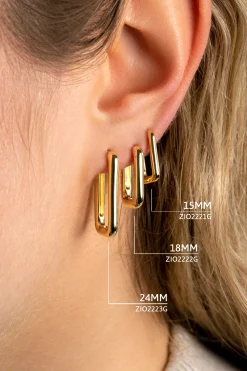 Best Zinzi zilveren luxe oorringen 14K geel verguld 18x3mm ovale vorm ZIO2222G