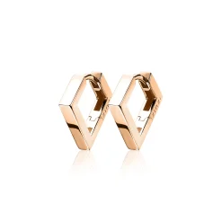 Hot Zinzi zilveren luxe oorringen rosé verguld vierkante buis driehoekvorm 18x2,5mm ZIO1684R