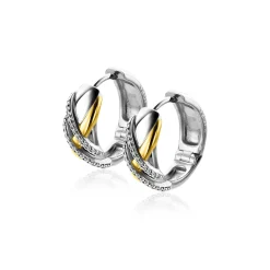 New Zinzi zilveren luxe oorringen cross-over bicolor met witte zirconia's 16x6mm ZIO2243