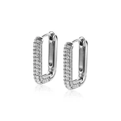 Hot Zinzi zilveren luxe oorringen 18x3mm rechthoekig met witte zirconia's ZIO2222Z