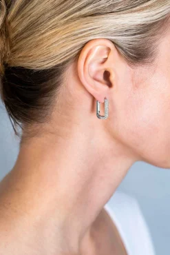 Hot Zinzi zilveren luxe oorringen 18x3mm rechthoekig met witte zirconia's ZIO2222Z
