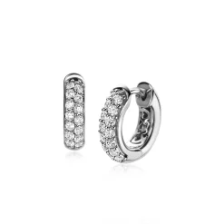 New Zinzi zilveren luxe oorringen 14 x 4mm witte zirconia's ZIO2317