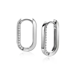 Clearance Zinzi zilveren luxe oorringen ovale vorm 20mm zijkant witte zirconia's ZIO2319