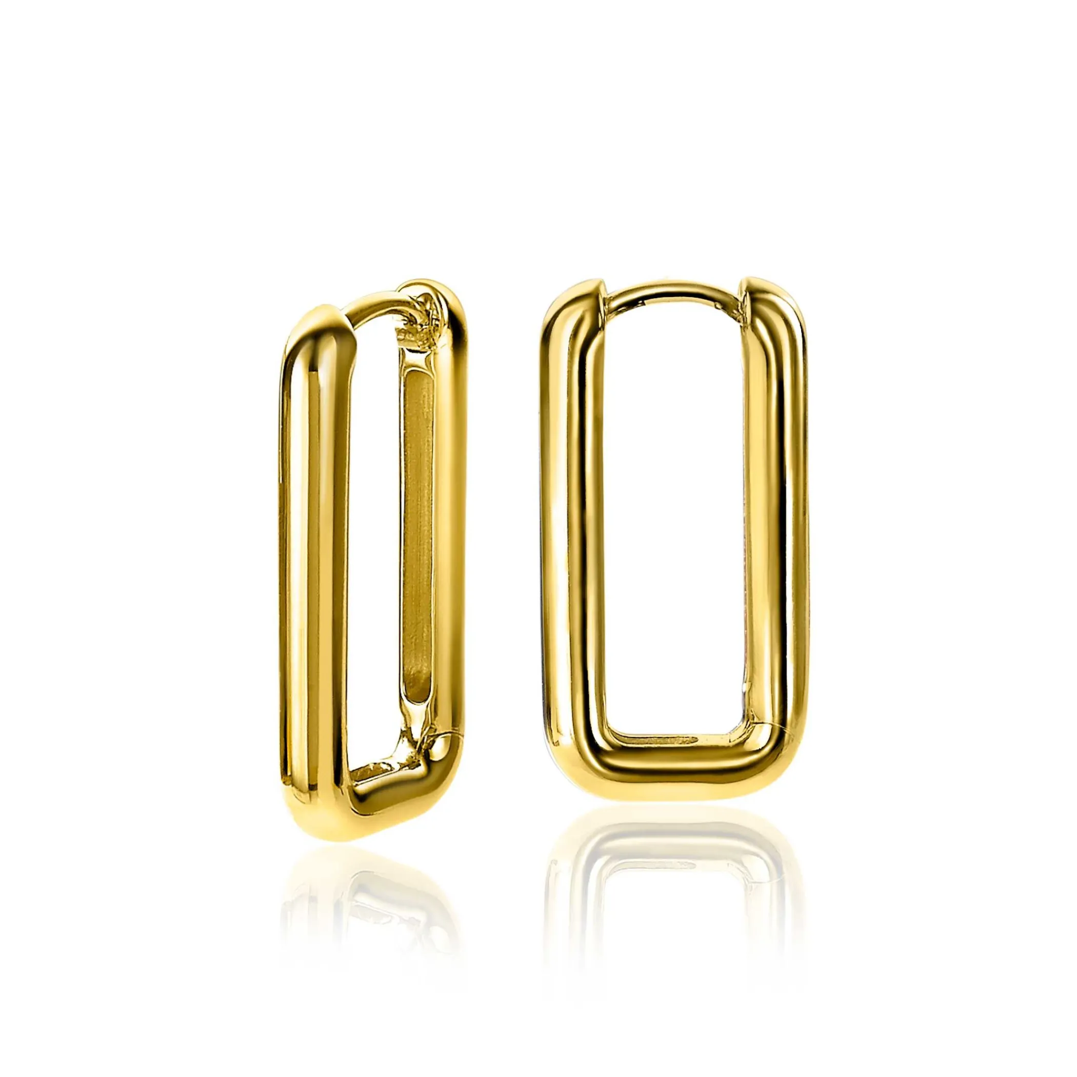 Best Zinzi zilveren luxe oorringen 14K geel verguld 24x3mm ovale vorm ZIO2223G