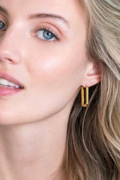 Best Zinzi zilveren luxe oorringen 14K geel verguld 24x3mm ovale vorm ZIO2223G