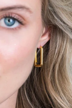 Best Zinzi zilveren luxe oorringen 14K geel verguld 24x3mm ovale vorm ZIO2223G