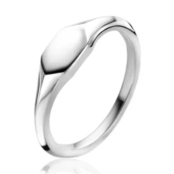 New Zinzi zilveren monogram ring in glanzende zeshoekvorm (5,5mm) ZIR2437