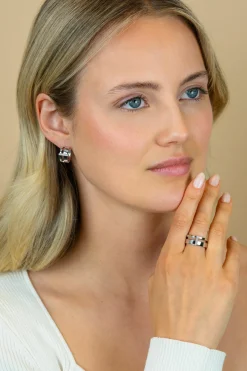 Online Zinzi zilveren multi-look ring (9mm breed) met 2 banen en verbonden staafje met witte zirkonia’s ZIR2728