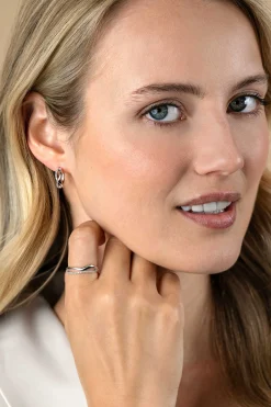 Clearance Zinzi zilveren multilook ring (6mm breed) organisch gevormd met twee golvende banen, waarvan één bezet met witte zirconia's ZIR2629