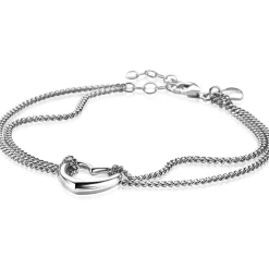 New Zinzi zilveren multilook armband met gourmet schakels en open hart 16,5-19,5cm ZIA2516
