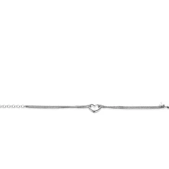 New Zinzi zilveren multilook armband met gourmet schakels en open hart 16,5-19,5cm ZIA2516
