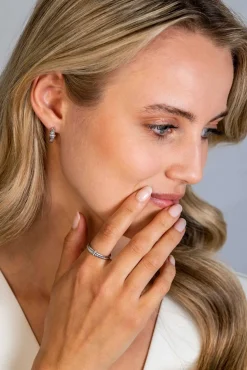 Best Zinzi zilveren multi-look oorringen 14mm glad gedraaide buis met witte zirconia's ZIO2324