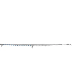 New Zinzi zilveren multilook armband met gourmet en jasseron schakels, ronde zetting met witte zirconia en blauwe bolletjes 16,5-19,5cm ZIA2529