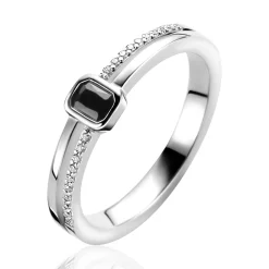 Clearance Zinzi zilveren multi-look ring met rechthoekige zwarte zirkonia en witte zirkonia's ZIR2626Z