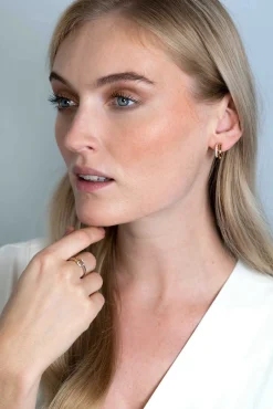 Discount Zinzi zilveren multi-look oorstekers extra 14K geel verguld twee banen met witte zirconia's 15mm ZIO2254
