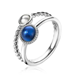 New Zinzi zilveren multi-look ring blauw wit ZIR1963