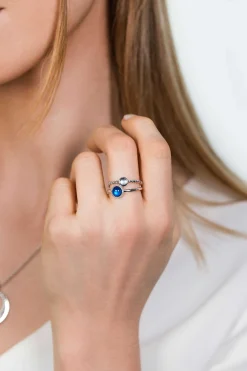 New Zinzi zilveren multi-look ring blauw wit ZIR1963