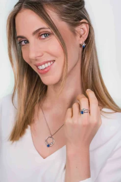 New Zinzi zilveren multi-look ring blauw wit ZIR1963