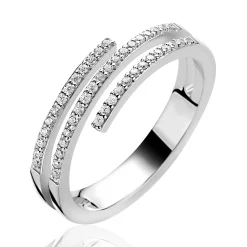 Sale Zinzi zilveren multi-look ring (6mm breed) met 3 banen bezet met witte zirkonia’s ZIR2727