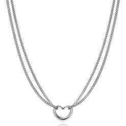 Discount Zinzi zilveren multilook ketting met gourmet schakels en open hart 40-43cm ZIC2516