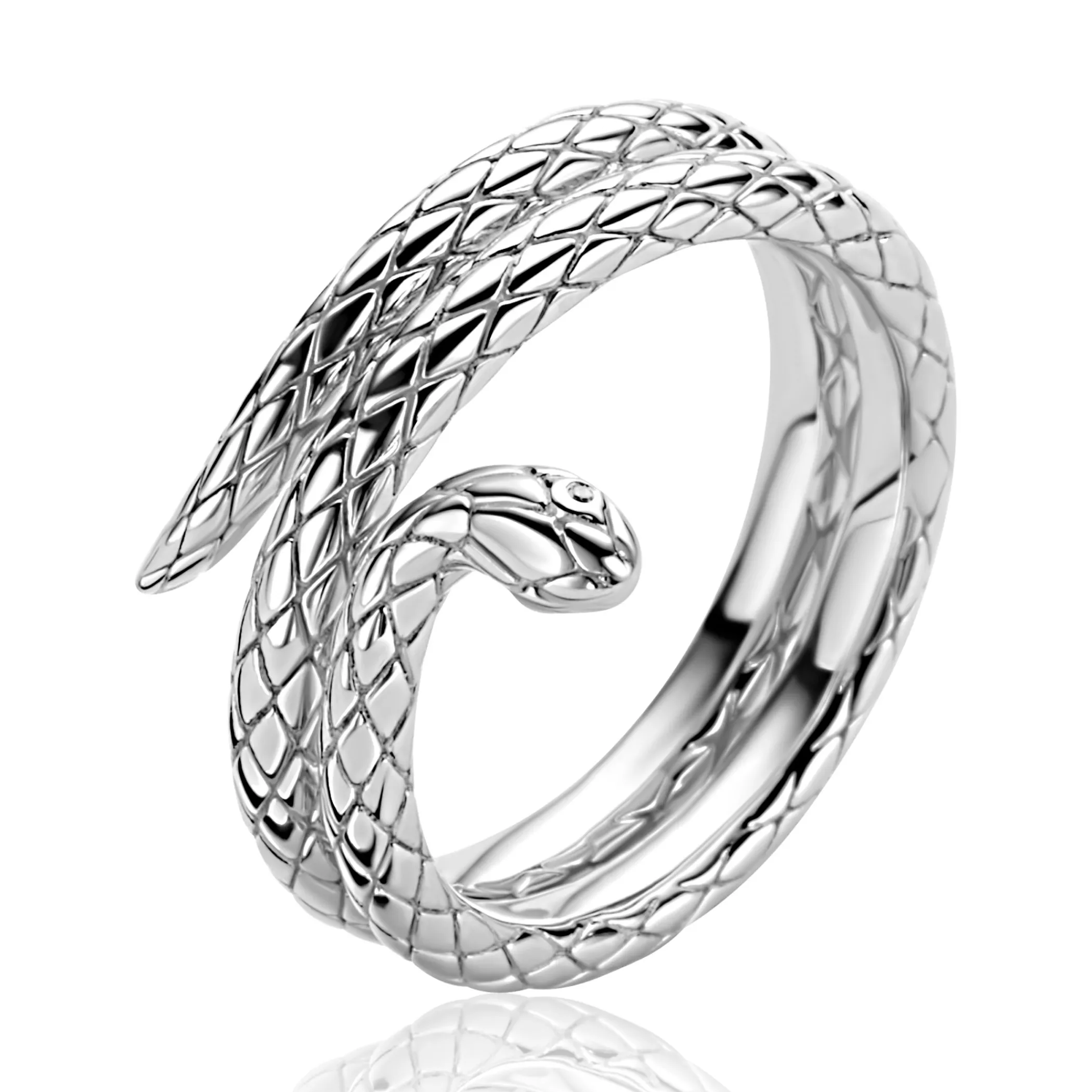 Hot Zinzi zilveren multi-look ring (14mm breed) met slang ZIR2721