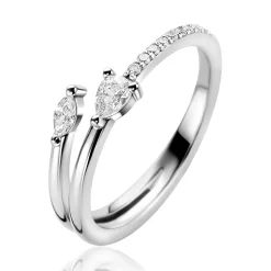 Hot Zinzi zilveren multi-look ring (4mm breed) met een peervormige en ovale witte zirkonia ZIR2689