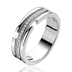 Clearance Zinzi zilveren multi-look ring (6mm breed) 3 banen met witte zirkonia’s ZIR2730