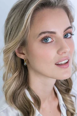 Hot Zinzi zilveren oorbedels 14K geelverguld 7mm rond zwart ZICH1486YZ (zonder oorringen)