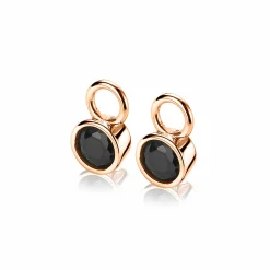 Hot Zinzi zilveren oorbedels rosé verguld 7mm rond zwart ZICH1486N (zonder oorringen)