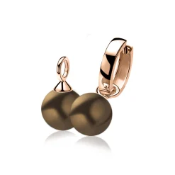 Clearance Zinzi zilveren oorbedels rosé verguld bruine parel ZICH266RB. (zonder oorringen).