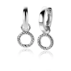 Outlet Zinzi zilveren oorbedels rond met touw-effect 10mm ZICH2246 (zonder oorringen)