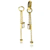 Best Zinzi zilveren oorbedels 14K geelverguld met kettinkjes 38mm wit ZICH2022Y (zonder oorringen)