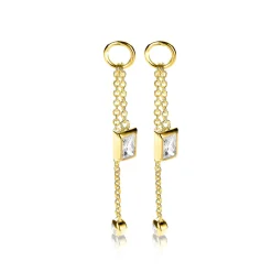 Best Zinzi zilveren oorbedels 14K geelverguld met kettinkjes 38mm wit ZICH2022Y (zonder oorringen)