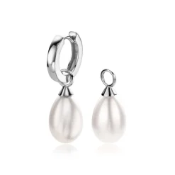 Discount Zinzi zilveren oorbedels parel peervorm 15mm wit ZICH355W (zonder oorringen)