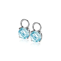 Outlet Zinzi zilveren oorbedels rond blauw ZICH1300B (zonder oorringen)