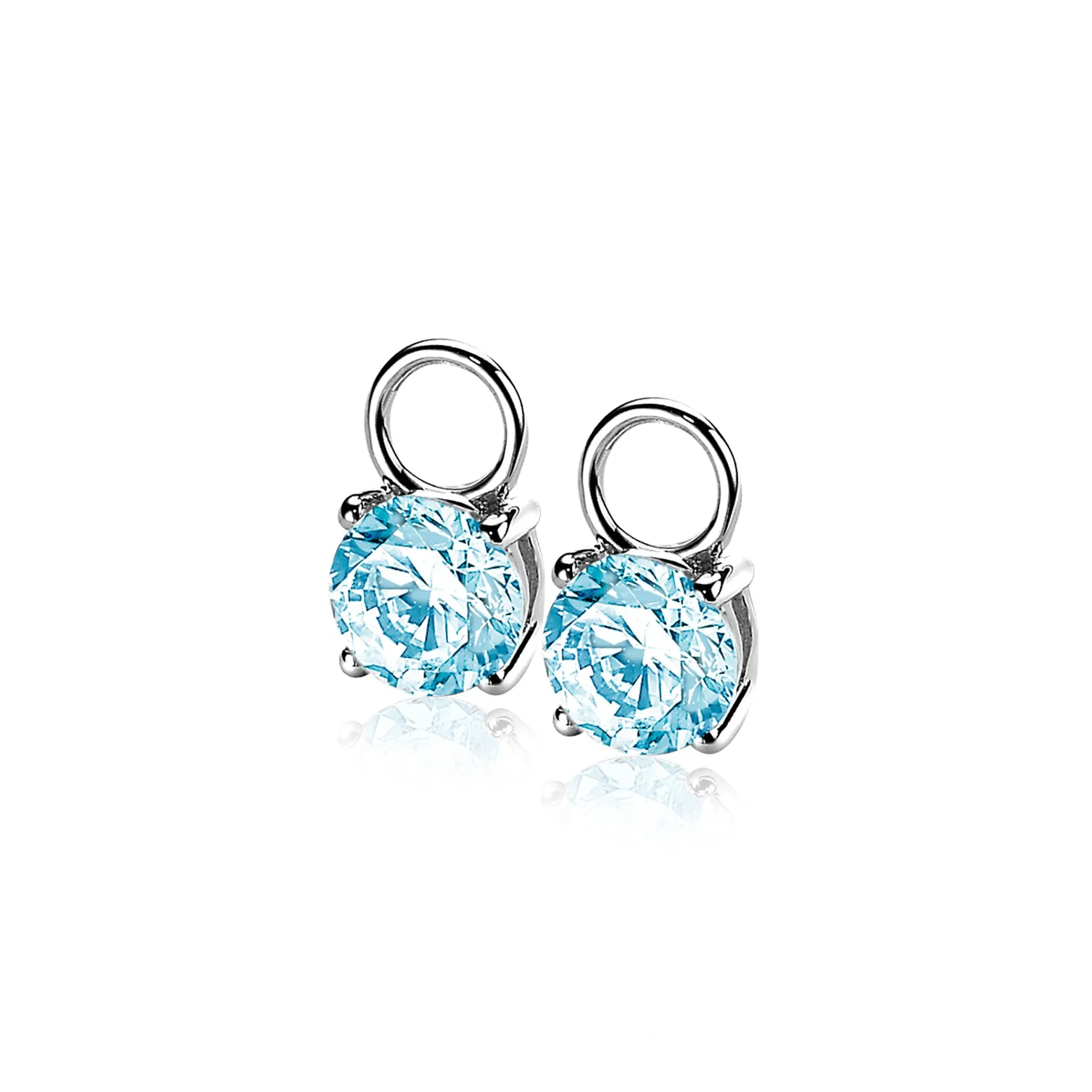 Outlet Zinzi zilveren oorbedels rond blauw ZICH1300B (zonder oorringen)