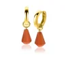 Discount Zinzi zilveren oorbedels 14K geel verguld in kegelvorm met koraalrood agaat 8mm ZICH2256R (zonder oorringen)