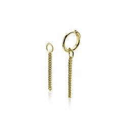 Hot Zinzi zilveren oorbedels geel verguld gourmet ketting 30mm ZICH1694G (zonder oorringen)