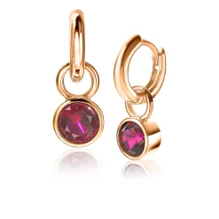 Clearance Zinzi zilveren oorbedels rosé verguld 7mm rond donkerrood ZICH1486RR (zonder oorringen)