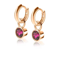 Clearance Zinzi zilveren oorbedels rosé verguld 7mm rond donkerrood ZICH1486RR (zonder oorringen)
